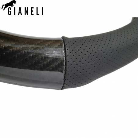 GIANELI - Couvre volant en cuir - Noir - Rajout Style Carbone